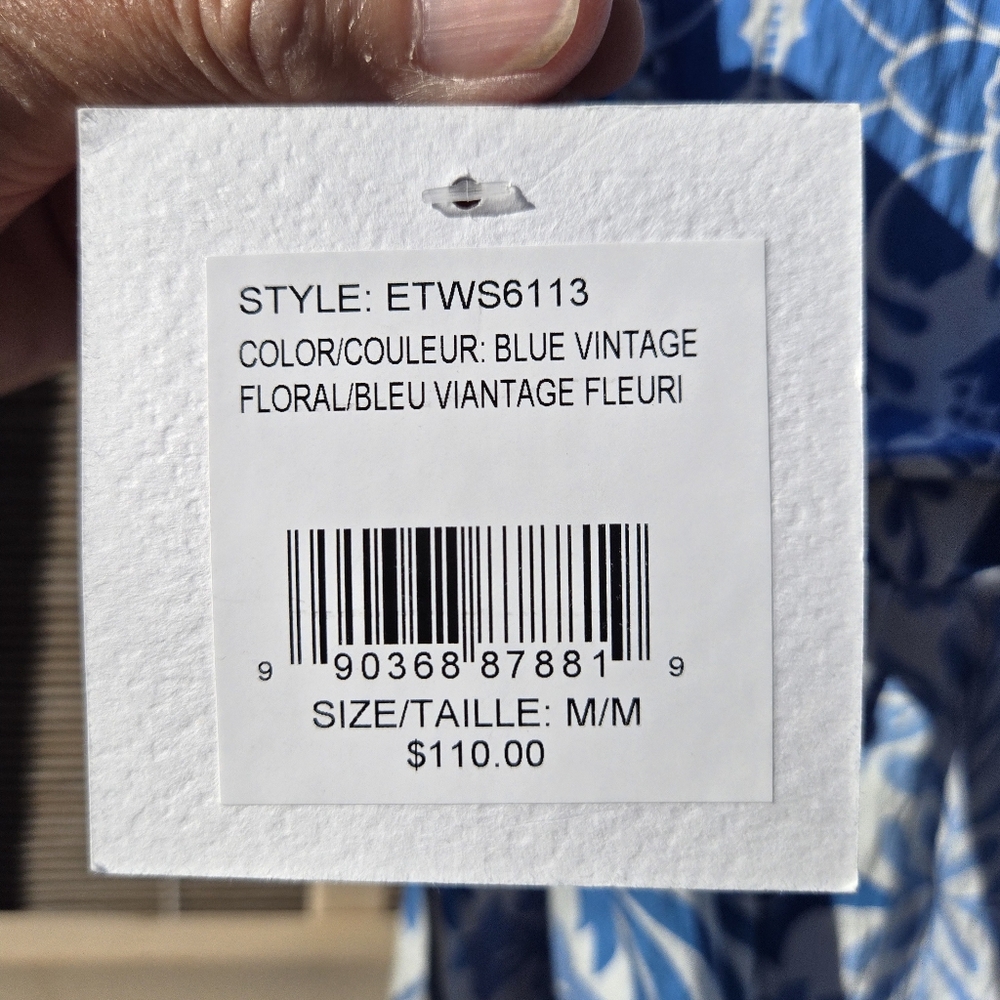 NEW Ellen Tracy Blue Vintage Floral Spring Dress M - Picture 10 of 11